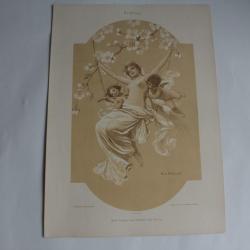 Estampe Printemps Femme Journal décoration R. Rössler 1900