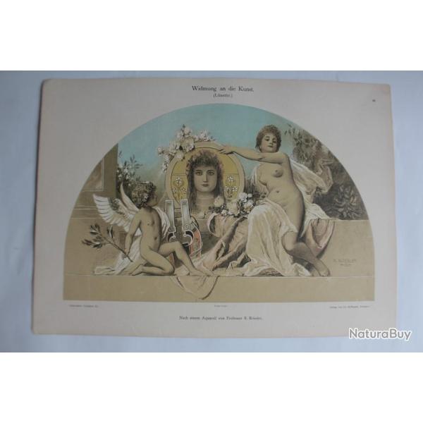 Estampe Lunette Hommage  l'art Journal dcoration R. Rssler 1900