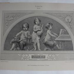 Estampe Lunette Musiciens Journal décoration G. Sturm 1900