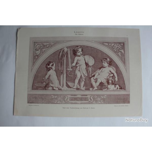 Estampe Lunette Peintres Journal dcoration G. Sturm 1900