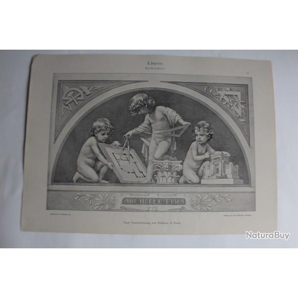 Estampe Lunette Architectes Journal dcoration G. Sturm 1900