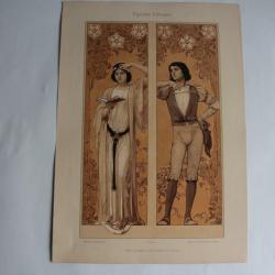 Estampe Costume Moyen-Age Journal décoration G. Sturm 1900