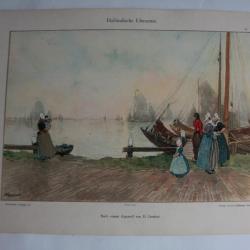 Estampe Rivages Néerlandais Journal décoration H. Cassiers 1900