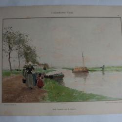 Estampe Canal Néerlandais Journal décoration H. Cassiers 1900