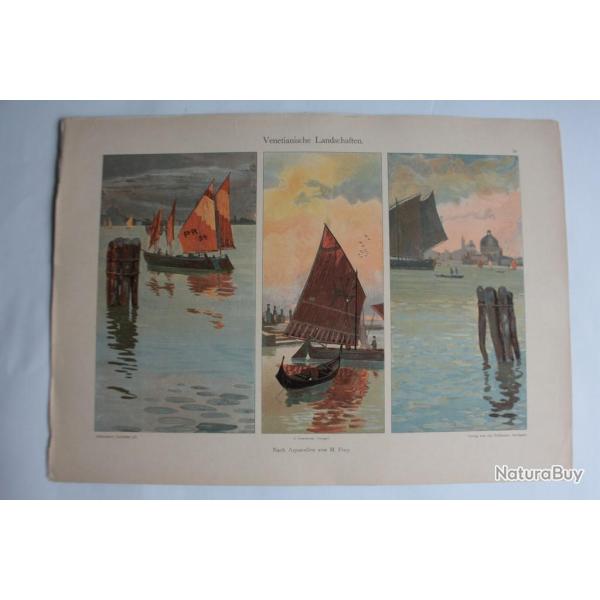 Estampe Paysages Vnitien Journal dcoration M. Frey 1900