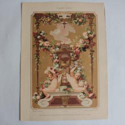 Estampe tapisserie figurative Journal décoration P.V. Galland 1900