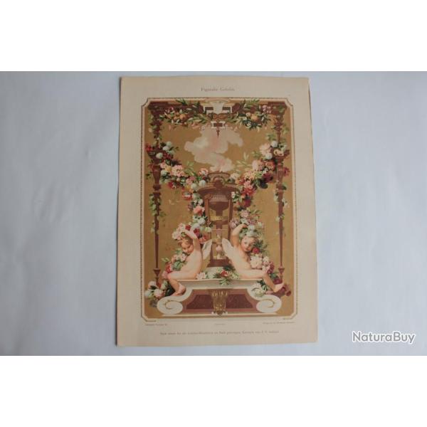 Estampe tapisserie figurative Journal dcoration P.V. Galland 1900