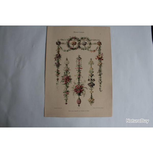 Estampe Fils de Fleurs Journal dcoration Aton Seder 1900