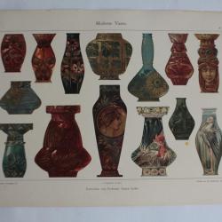 Estampe Vases moderne Journal décoration Aton Seder 1900