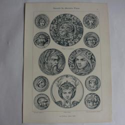 Estampe dessins pour assiettes Journal décoration Aton Seder 1900