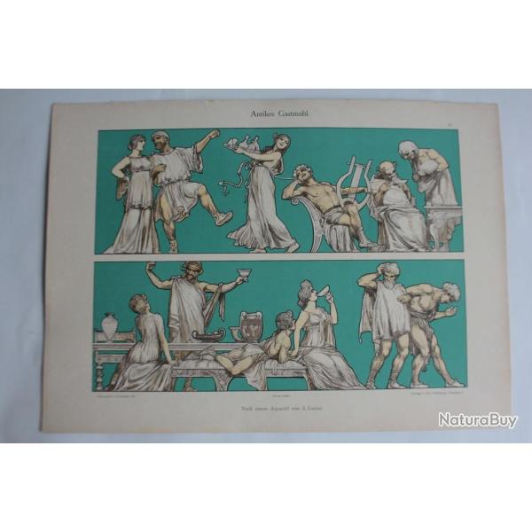 Estampe Banquet antique Journal dcoration S. Lucius 1900
