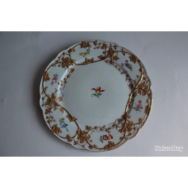 MEISSEN Assiette porcelaine Fleurs