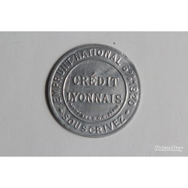Timbre 5 c Monnaie de n�cessit� Cr�dit lyonnais 1920