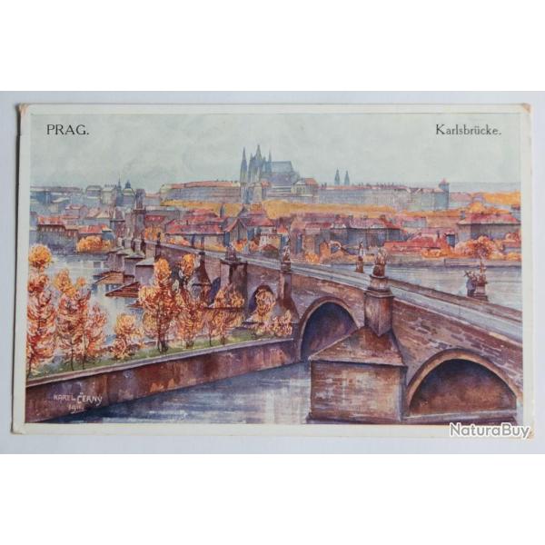 CPA illustr�e Prag Karlbr�cke Karel Cerny Prague R�publique tch�que