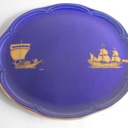 Plat faïence GIEN Bateaux