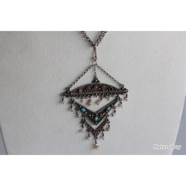 Collier pendentif argent vermeil XIXe si�cle
