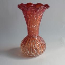 MURANO Vase verre rouge argent Barovier Toso
