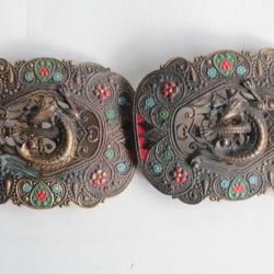 Boucle de ceinture Napoléon III dragons repoussé