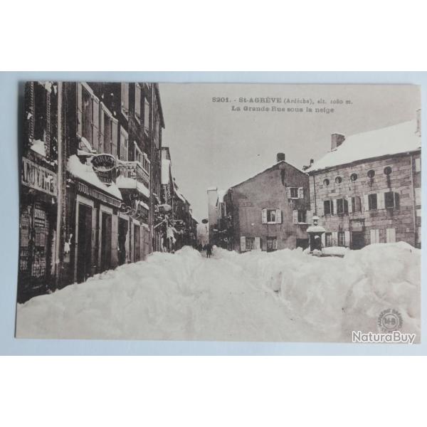 CPA Ard�che St Agr�ve Grande rue sous la neige