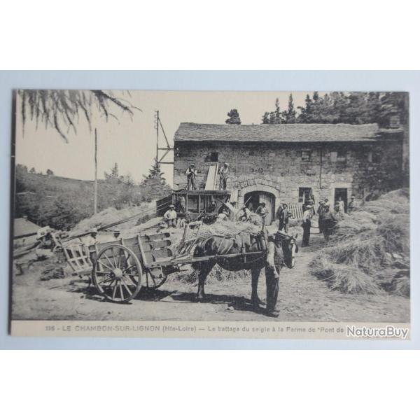CPA Haute-Loire Chambon-sur-Lignon Le battage du Seigle Ferme