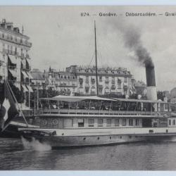 CPA Suisse Genève Débarcadère Quai du Mont-Blanc Bateau