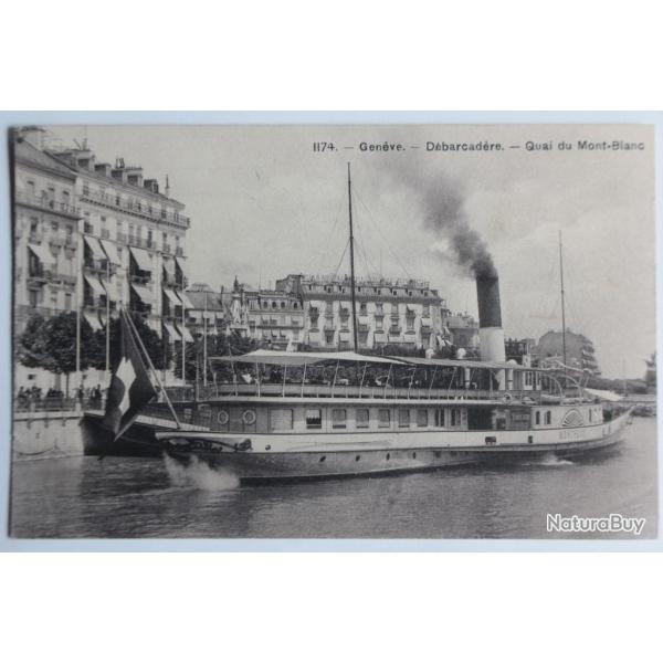 CPA Suisse Gen�ve D�barcad�re Quai du Mont-Blanc Bateau