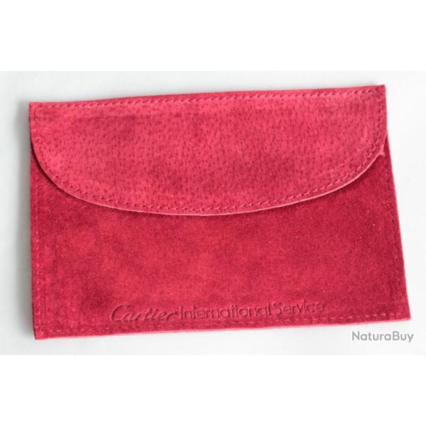 CARTIER �tui Pochette de voyage daim rouge Travel Pouch Case
