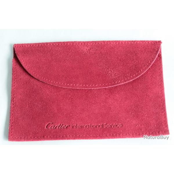 CARTIER �tui Pochette de voyage daim rouge Travel Pouch Case