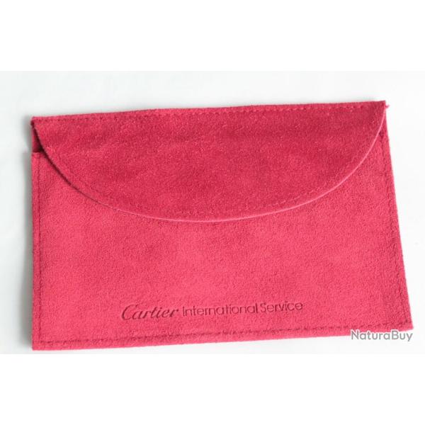 CARTIER �tui Pochette de voyage daim rouge Travel Pouch Case