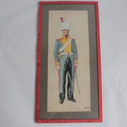 Aquarelle André Bronner Train équipage Alger 1820 Militaria