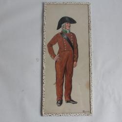 Aquarelle André Bronner Chef de convoi Militaria