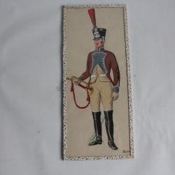Aquarelle André Bronner Train Garde impériale Trompette 1811 Militaria