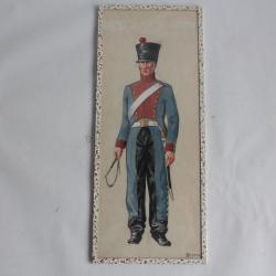 Aquarelle André Bronner Conducteur train Garde impériale Militaria