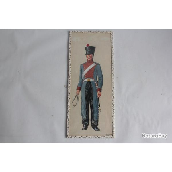 Aquarelle Andr Bronner Conducteur train Garde impriale Militaria