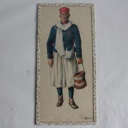Aquarelle André Bronner Conducteur Train Maroc 1912 Militaria