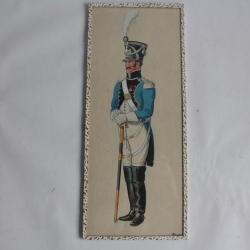 Aquarelle André Bronner Train d'artillerie Campagne 1807 Militaria