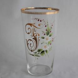 Ancien verre émaillé Souvenir Lettre F