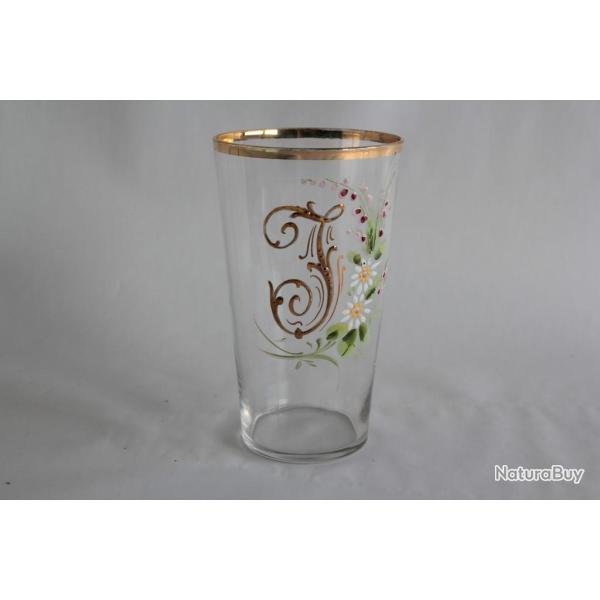 Ancien verre �maill� Souvenir Lettre J