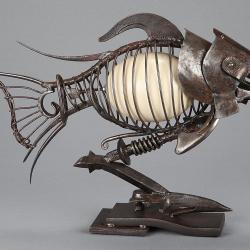 Jean-Pierre BURQUIER Sculpture Poisson Steampunk Jules Verne