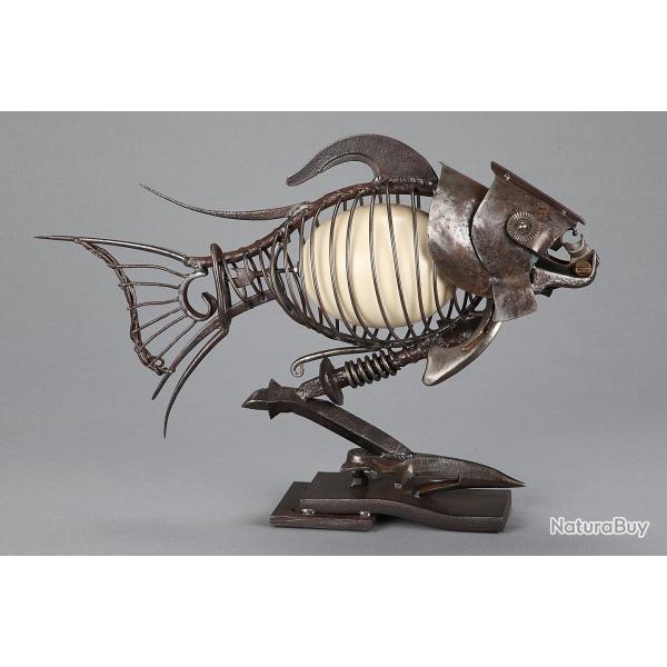 Jean-Pierre BURQUIER Sculpture Poisson Steampunk Jules Verne