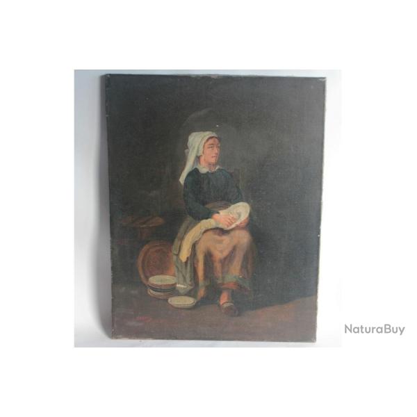 Peinture Paysanne � la vaisselle sign� E. Lazare XIXe si�cle