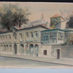 Peinture Aquarelle  Bord du Lac  Haute Savoie