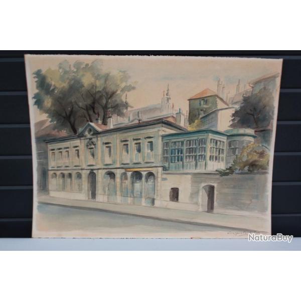 Peinture Aquarelle  Bord du Lac  Haute Savoie