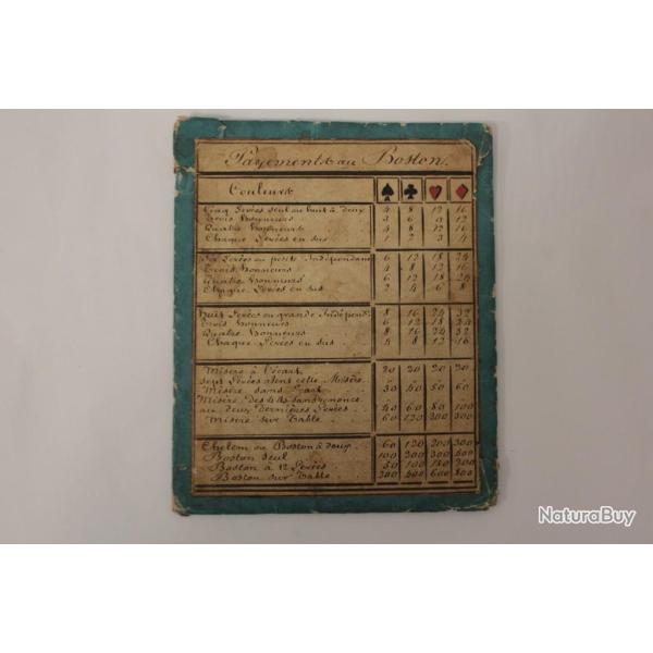 Ancienne R�gle Jeu de cartes Payements au Boston