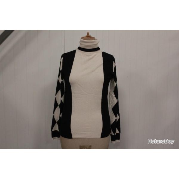HERMES Pull manches damier cachemire T38