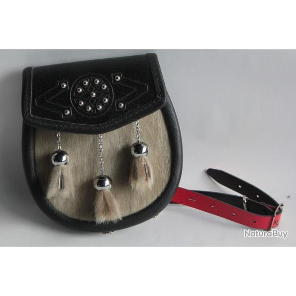 Sporran Bourse �cossaise cuir et fourrure Lochcarron of Scotland