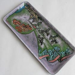 Plat émaux d'art cuivre Kimono Japon 1930