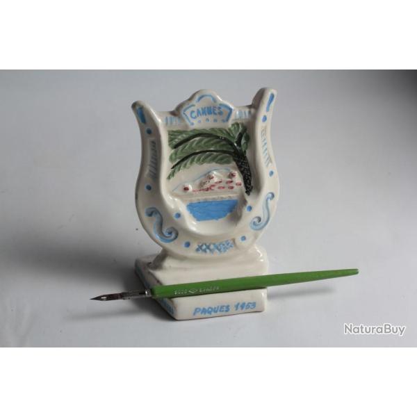 Porte plume porcelaine Ondine Genevoise Cannes P�ques 1953