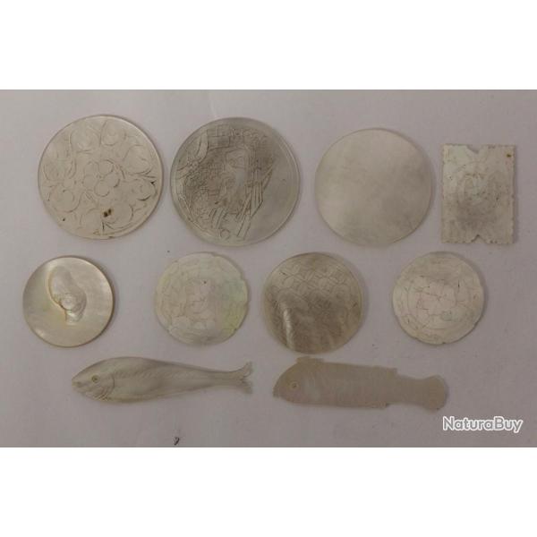 10 Jetons de jeu en nacre Chine