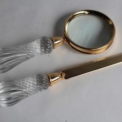 Coupe papier Ouvre lettre et Loupe Cristal